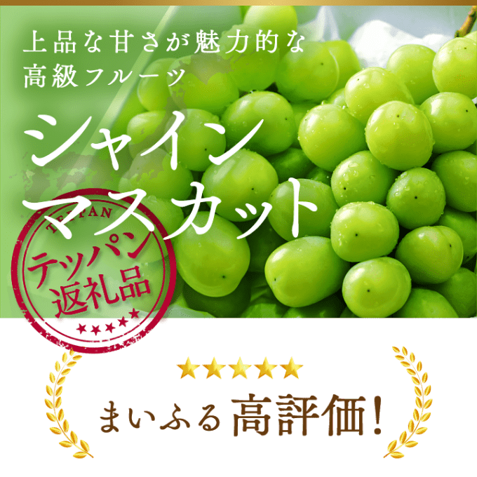 上品な甘さが魅力的な高級フルーツ シャインマスカット まいふる高評価!