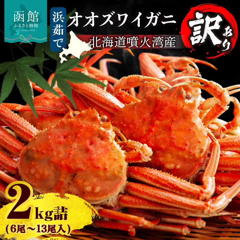 【訳あり】浜茹でオオズワイガニ 2kg 詰めセット 北海道噴火湾産 _HD206-001