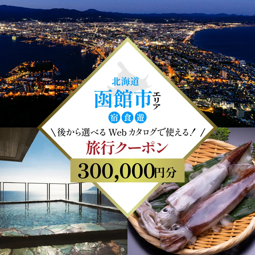 【北海道ツアー】北海道 函館市 旅行クーポン 300,000円分_HD233-004