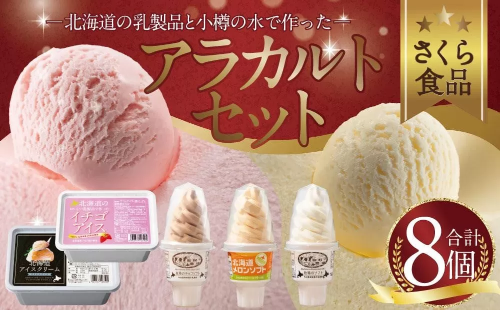 アイスクリーム5種 アラカルトセット 牧場 ソフト チョコ メロン イチゴ プラチナバニラ バニラ アイスクリーム スイーツ 北海道 小樽市