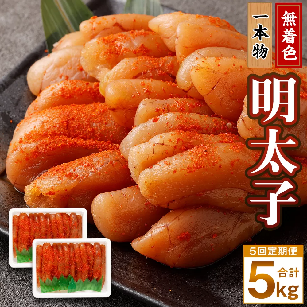 【5回定期便】無着色明太子 一本物 1kg（500g×2） めんたいこ 明太子 無着色 冷凍