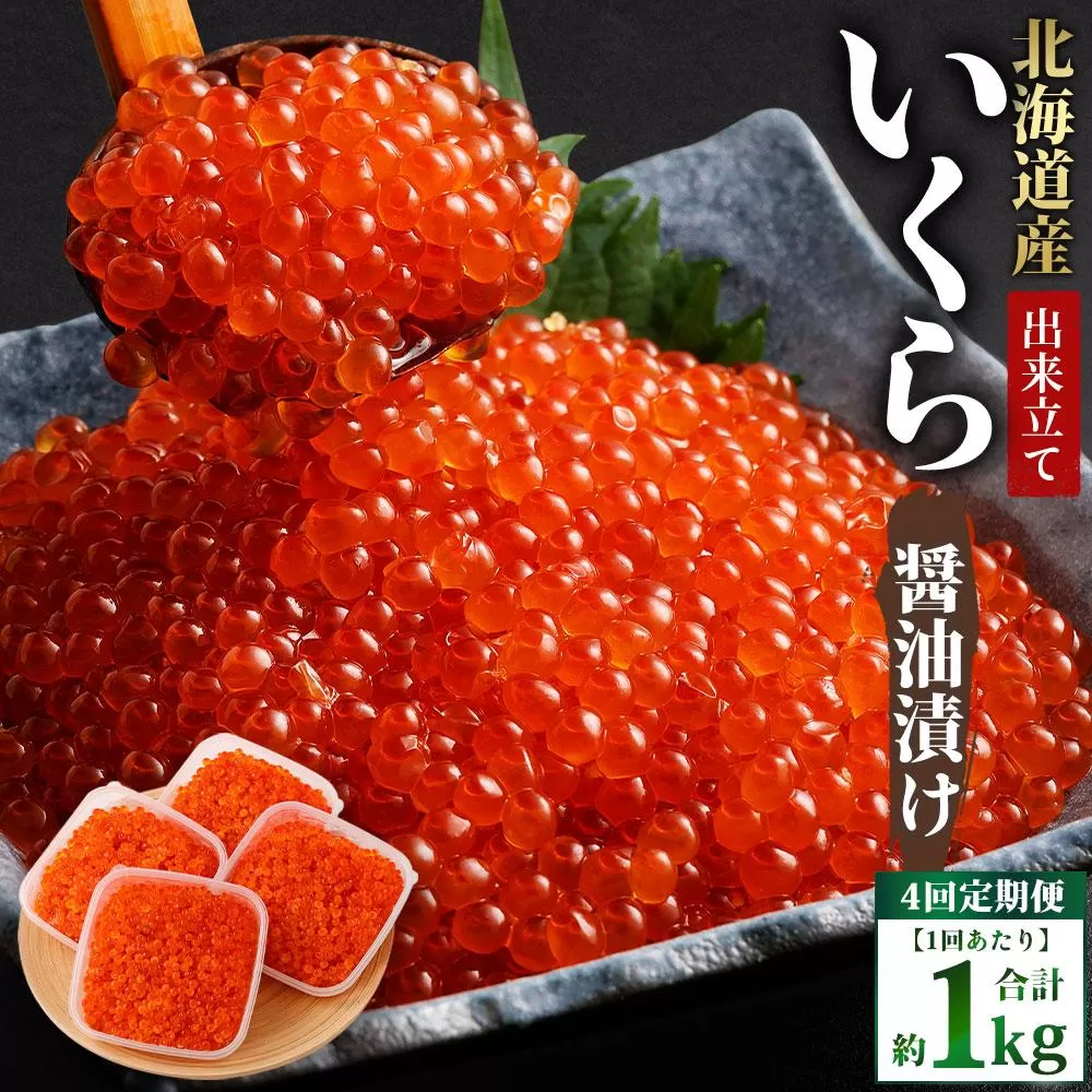 [4回定期便]北海道産出来立ていくら醤油漬け 約250g×4パック(合計 約1kg)