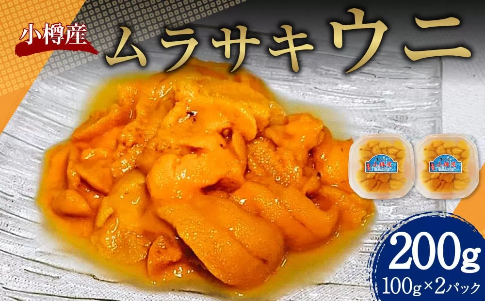 小樽産 ムラサキウニ （塩水生ウニ） 100g×2パック 合計200g 【2025年5月下旬～8月下旬 発送予定】 紫雲丹 紫ウニ 紫うに ウニ うに 雲丹 塩水生うに 生ウニ 刺し身 刺身 海鮮丼 魚介類 海産物 冷蔵