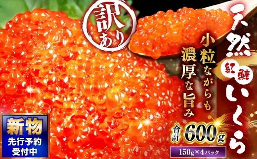 【 先行予約 】 新物 天然紅鮭いくら 醤油漬け 600g （ 150g × 4パック ） いくら イクラ 天然紅鮭 紅鮭 鮭 さけ サケ シャケ 魚卵 海鮮 海鮮丼 いくら丼 イクラ丼 ご飯のお供 おかず おつまみ 晩酌 酒の肴 冷凍 【 2026年11月以降順次発送 】
