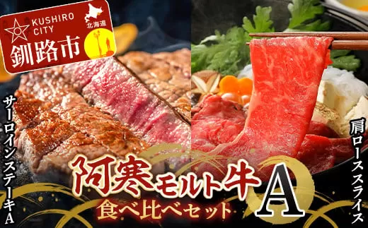 阿寒モルト牛食べ比べセットＡ 阿寒 牛 ステーキ すき焼き 肩ロース サーロイン 釧路 肉  F4F-4174