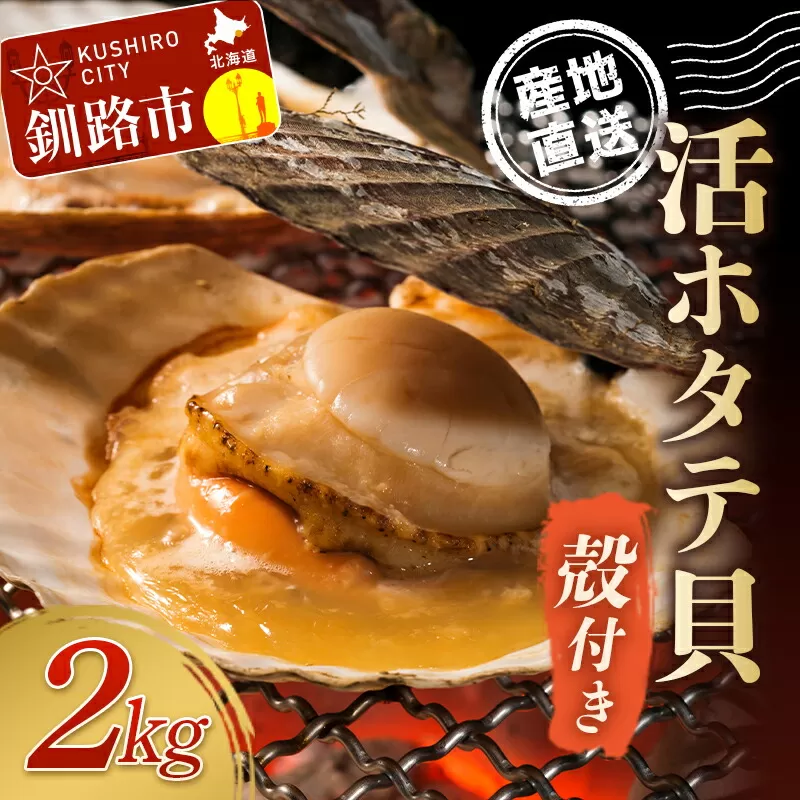 【北海道から直送!!】殻付活ホタテ貝（2.0kg詰）6〜10枚入 ふるさと納税 ほたて  F4F-7720