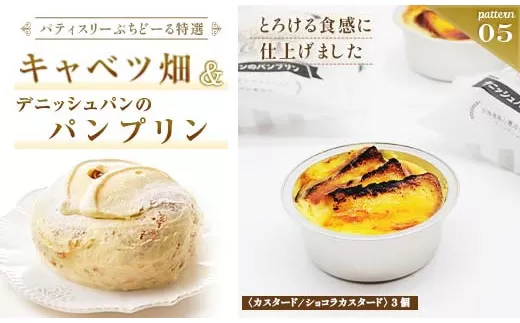北海道 釧路発 大人気 スイーツ メイン ＋ 5種 から 選べるセット (5)キャベツ畑＋デニッシュパンブリン  F4F-4287
