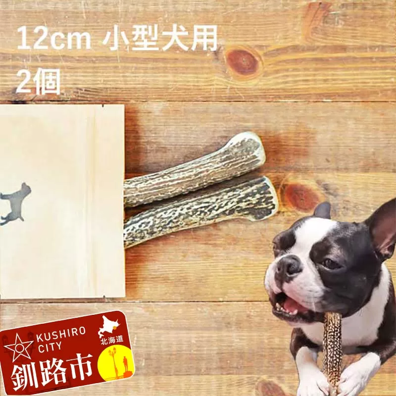 エゾ鹿の角ガム 12cm 小型犬用 2個 北海道産 国産 無添加 犬用ガム 天然鹿角 長持ち デンタルケア ペット おやつ F5F-0059