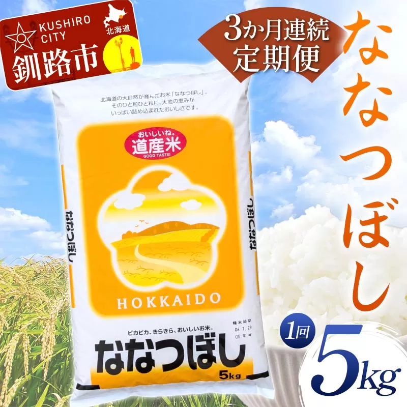 【期間限定!寄附額改定↓!】【3か月連続定期便】 ななつぼし 5kg 白米 北海道産 米 コメ こめ お米 白米 玄米 F4F-7848