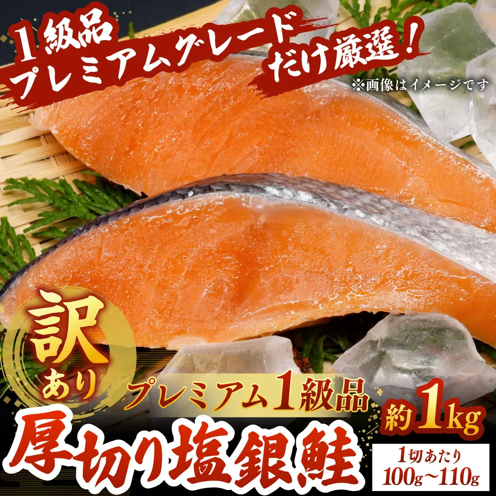 【 訳あり 】 プレミアム1級品 厚切り塩銀鮭 切り身 1kg 鮭 銀鮭 塩鮭 しゃけ シャケ さけ サケ 魚 切身 訳アリ 厚切 冷凍 バラ冷凍 おかず