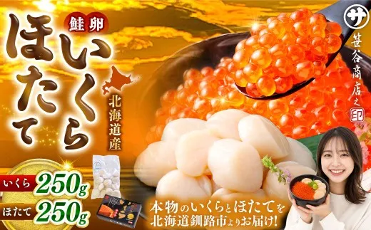 【 14営業日以内に発送 】 北海道産 いくら醤油漬け 250g ＆ ほたて貝柱 250g 計500g いくら ほたて 魚介類 海鮮 生食用 おかず おつまみ 晩酌 酒の肴 国産 鮭卵 食べ比べ セット 冷凍