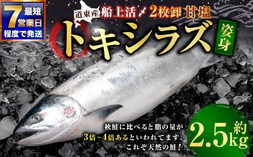 【 7日程度で発送 】 定置網漁法 【 道東産 】 船上活〆トキシラズ 2枚卸姿身 2.5kg 甘塩 時鮭 鮭 さけ サケ シャケ 魚 魚類 魚介 魚介類 おつまみ おかず お惣菜 惣菜 酒の肴 姿身 海鮮 冷凍