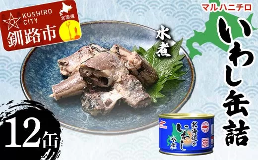 マルハニチロ いわし缶詰 水煮×12缶 イワシ 鰯 おつまみ 肴 おかず 北海道 釧路市  F4F-4602