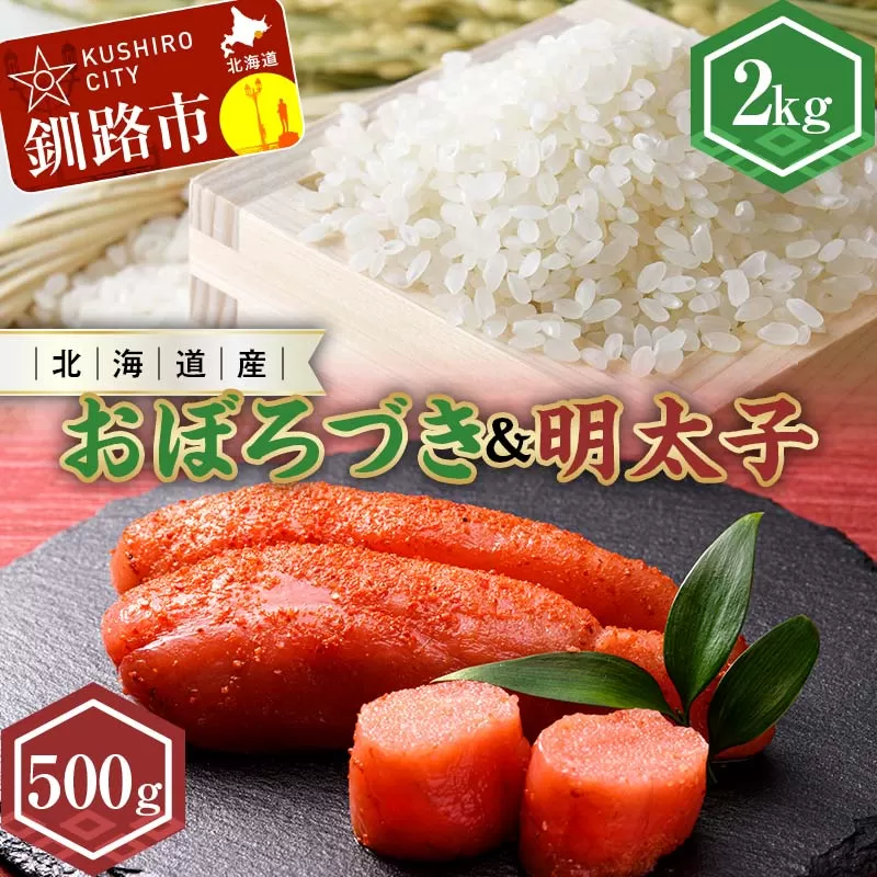 新米 北海道産おぼろづき米2kg＆明太子（500g） ふるさと納税 米 おぼろづき たらこ 明太子 F4F-7765