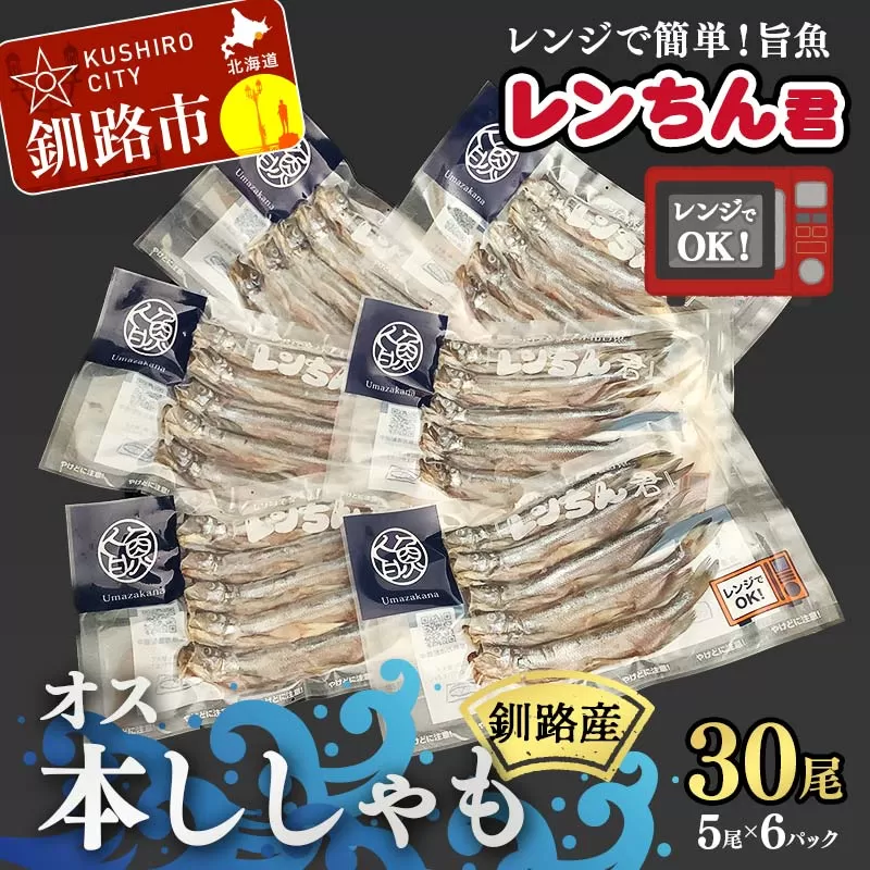 レンちん君釧路産本しゃもオス30尾セット シシャモ 冷凍 魚 海産物 一夜干し 北海道 F4F-8445