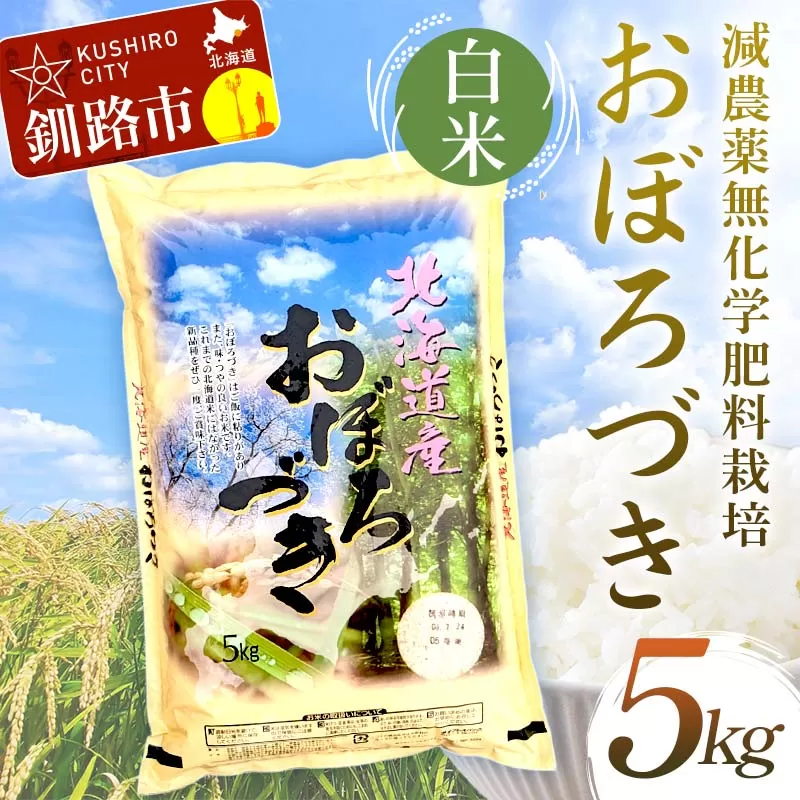 減農薬9割減 ・ 化学肥料不使用おぼろづき 5kg 白米 北海道産 米 コメ こめ お米 白米 玄米 通常発送 F4F-7513