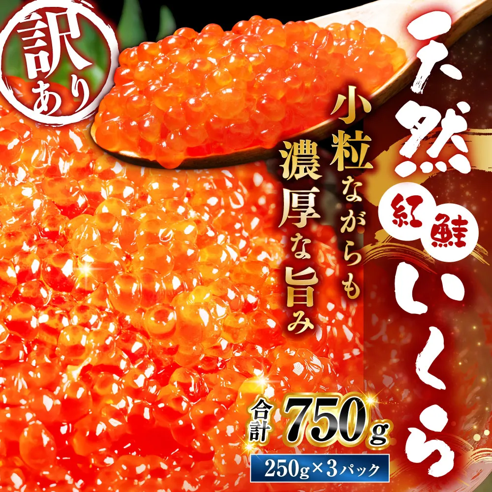 【2026年11月以降順次発送】新物  紅鮭いくら醤油漬け 750g （ 250g × 3 ） いくら イクラ 海鮮 天然紅鮭 魚卵 卵 イクラ丼 いくら丼 手巻き寿司 小粒 魚介類 魚介 寿司 丼 冷凍 旨味