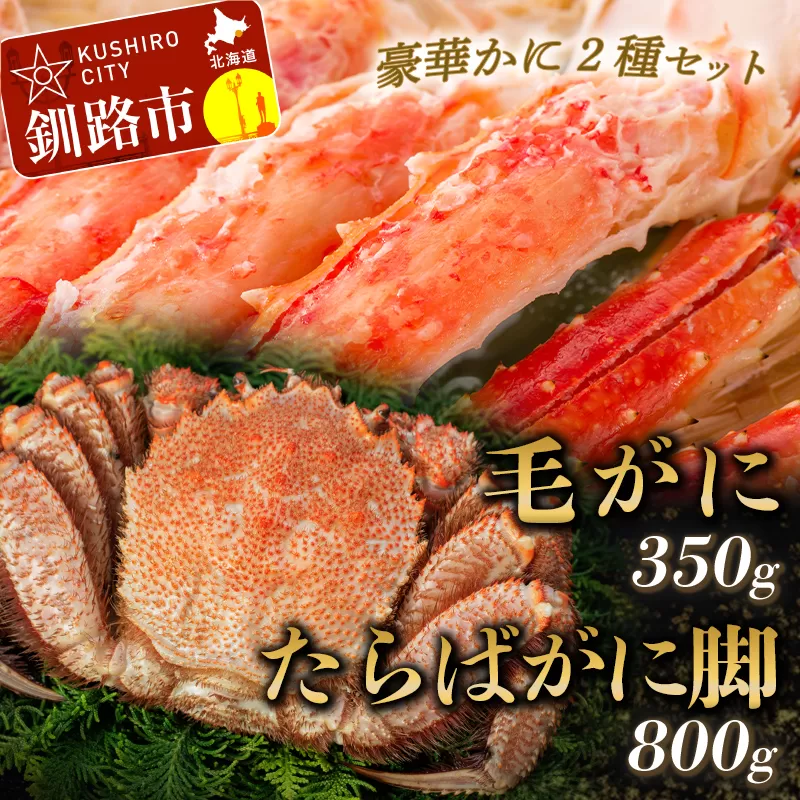 【期間限定！寄附額改定↓！】【蟹のゴールデンコンビ！】ボイル毛ガニ350g×1尾&タラバカニ脚800g ふるさと納税 かに 蟹 F5F-0186