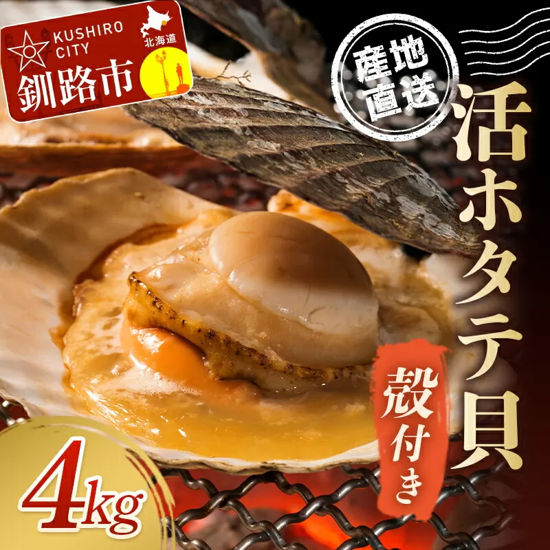 【北海道から直送!!】殻付活ホタテ貝（4.0kg詰）12〜20枚 ふるさと納税 ほたて  F4F-7718