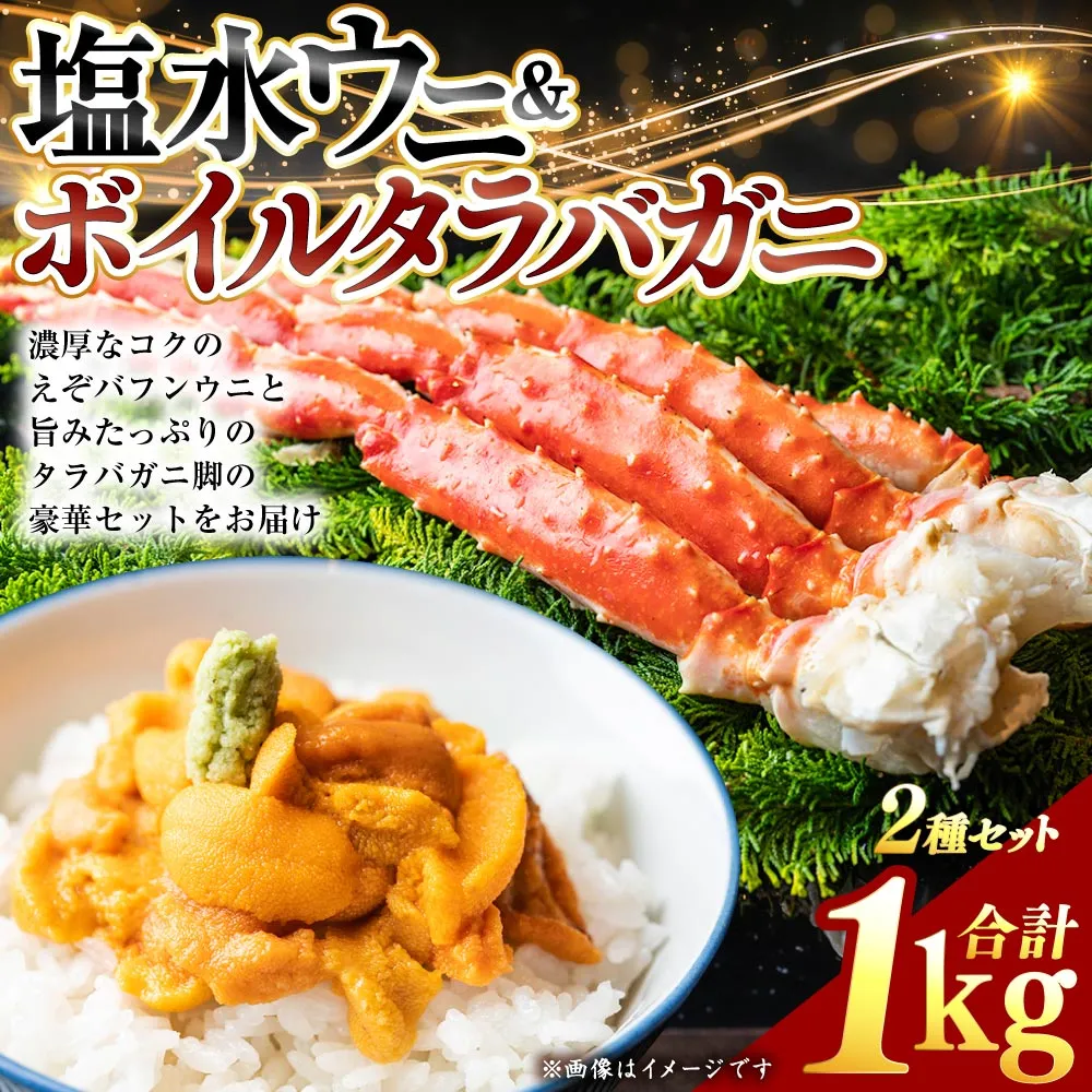塩水ウニ（生えぞバフンうに）100g×2とボイルタラバカニ脚800g ふるさと納税 うに かに  F4F-0701