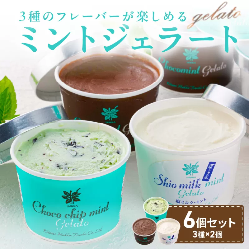 ミントジェラート カップ 3種×2個 ( ジェラート アイス アイスクリーム ハッカ チョコ ミント ミントアイス スイーツ チョコチップミント カカオ カップアイス ふるさと納税 )【007-0010】