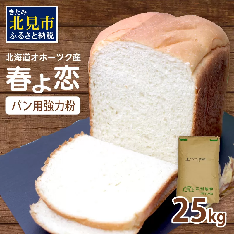 【北海道オホーツク産】パン用強力粉 春よ恋 25kg ※賞味期限30日保証 ( パン用強力粉 北海道産 小麦粉 パン 製パン )【056-0016】