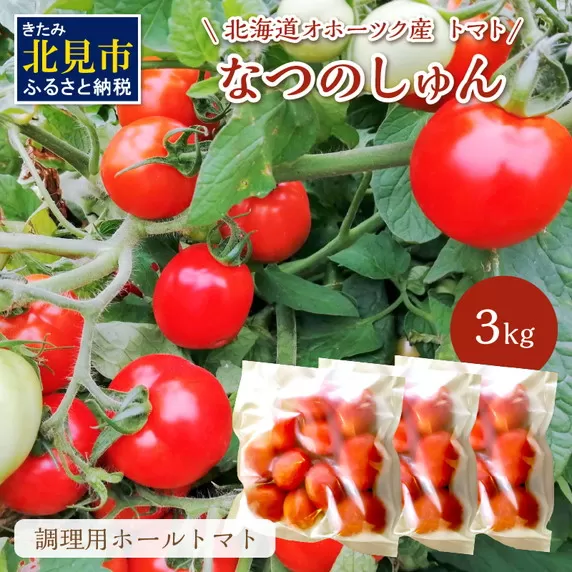 北海道オホーツク産 トマト『なつのしゅん』3kg 調理用ホールトマト ( 野菜 トマト 調理用 )【100-0004】