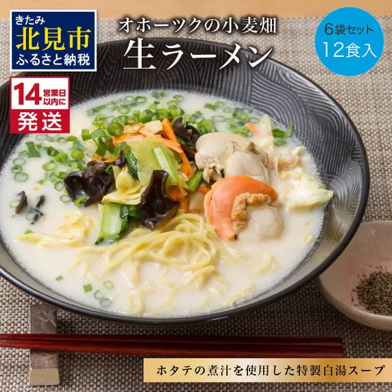 《14営業日以内に発送》津村製麺所 オホーツクの小麦畑 生ラーメン 12食入 ほたて白湯味 ( ラーメン 帆立 ほたて 12食 セット 詰合せ )【003-0016】