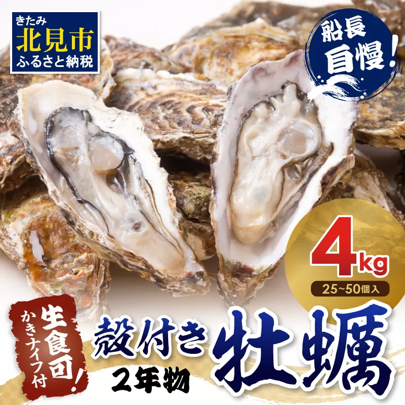 【予約：2025年10月下旬から順次発送】サロマ湖自慢の殻付きカキ貝 2年物 4kg詰め ( 牡蠣 かき 濃厚 魚介類 貝類 カキ ふるさと納税 牡蠣 北見市 BBQ )【114-0047-2025】