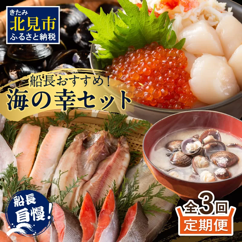 【3ヶ月定期便】船長おすすめ!海の幸セット ( ほたて ホタテ 海鮮丼 ほっけ 鮭 いか サーモン しじみ 定期便 魚介 )【999-0195】