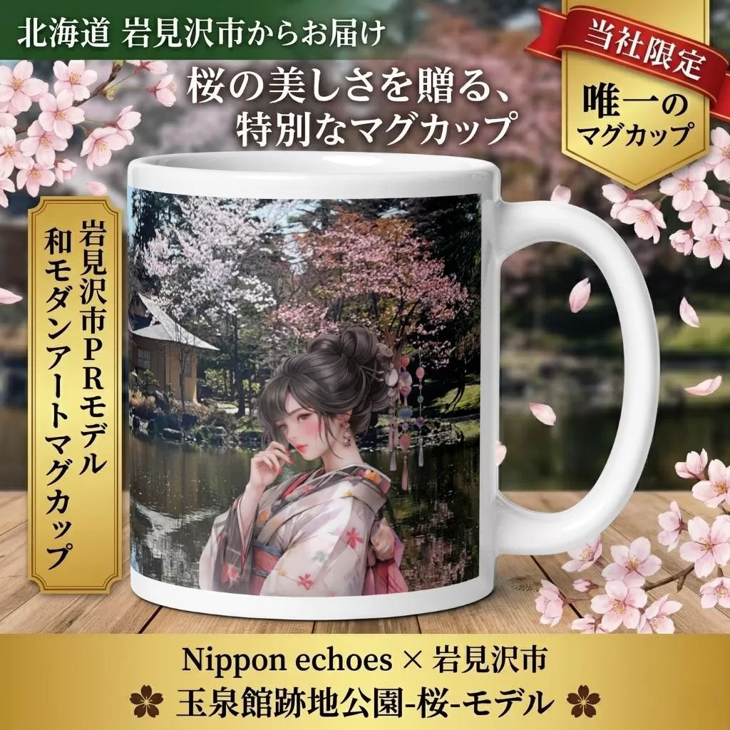 北海道岩見沢市 和モダン 桜 マグカップ 当社限定 月下美人（玉泉館）【a173-001】記念品 贈り物 和モダン雑貨 インテリア雑貨 おしゃれ雑貨 食器 コップ