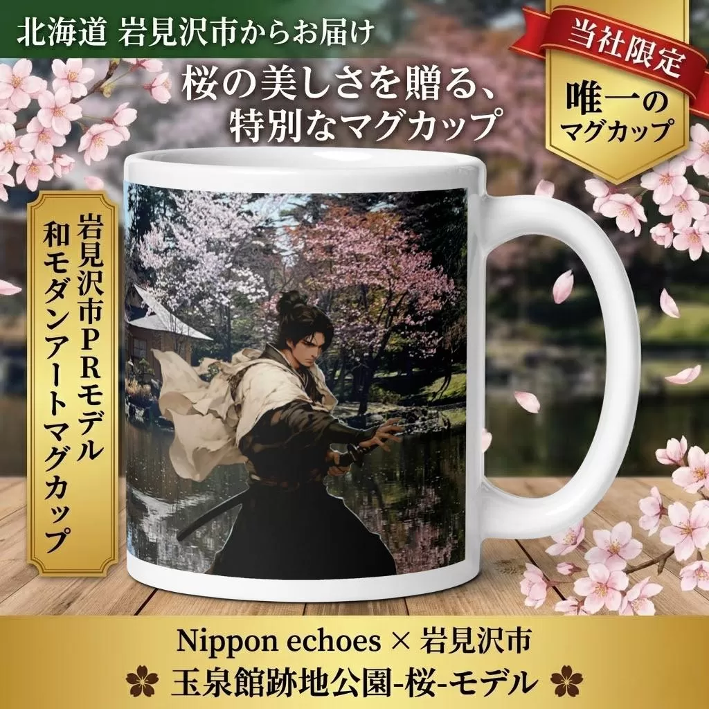 北海道岩見沢市 和モダン 桜 マグカップ 当社限定 一撃必殺（玉泉館）【a173-004】記念品 贈り物 和モダン雑貨 インテリア雑貨 おしゃれ雑貨 食器 コップ