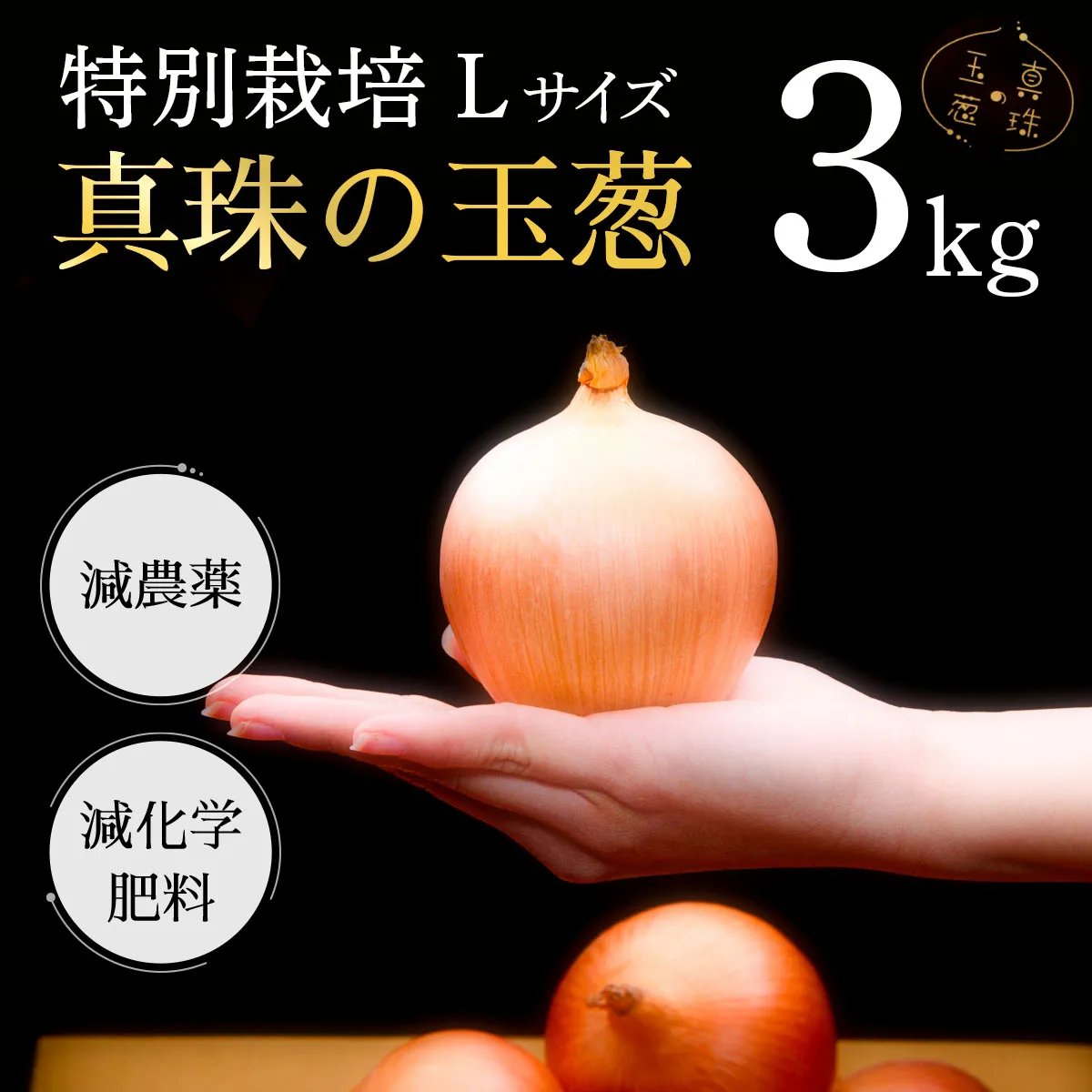 真珠の玉葱 L～L大サイズ 3kg ＜海のミネラルで育てた特別栽培玉葱＞｜玉ねぎ たまねぎ タマネギ 北海道産 岩見沢市【a134-009】
