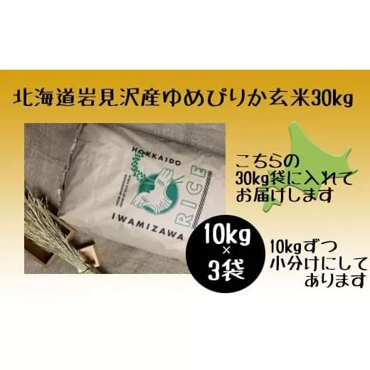 令和5年産北海道岩見沢市産　ゆめぴりか玄米30kg≪沖縄・離島配送不可≫【35030】
