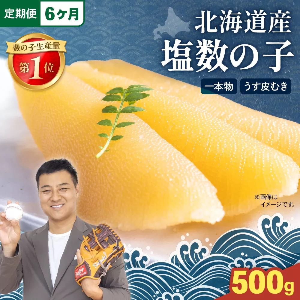 【6か月定期便】北海道産 塩数の子（うす皮むき）500g　全6回 R001-058