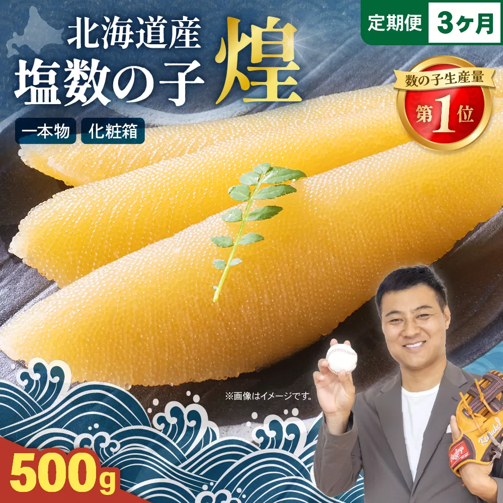【3か月定期便】【煌】北海道産　塩数の子500g 全3回　R001-059
