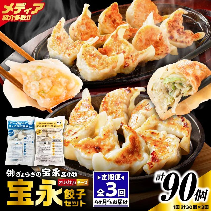 【定期便・全3回 4ヶ月毎】手包み餃子 ぎょうざの宝永 チーズ餃子30個セット(宝永餃子15個入×1袋・チーズ餃子15個入×1袋)