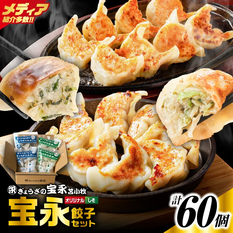 手包み餃子 ぎょうざの宝永 しそ餃子60個セット(宝永餃子15個入×2袋・しそ餃子15個入×2袋)
