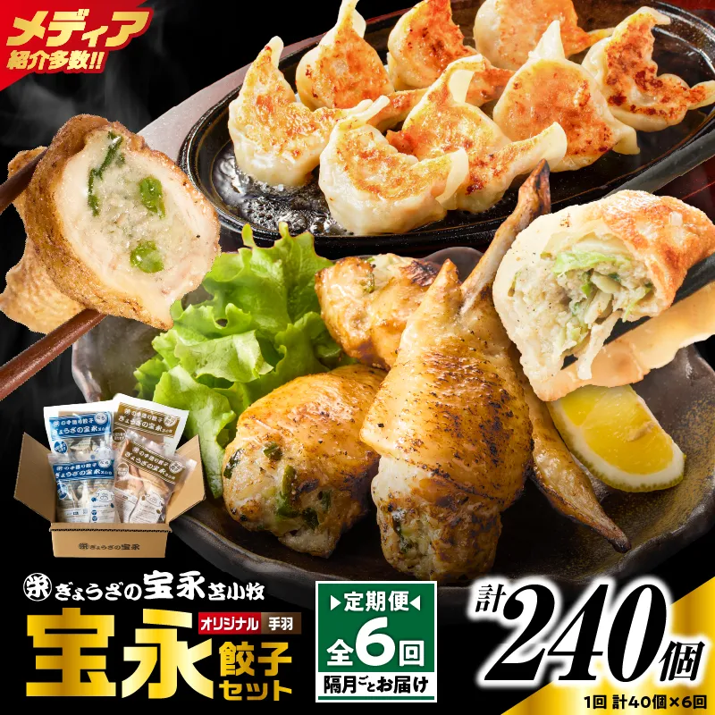 【定期便・全6回 隔月】手包み餃子 ぎょうざの宝永 手羽餃子40個セット（宝永餃子15個入×2袋・手羽餃子5個入×2袋）