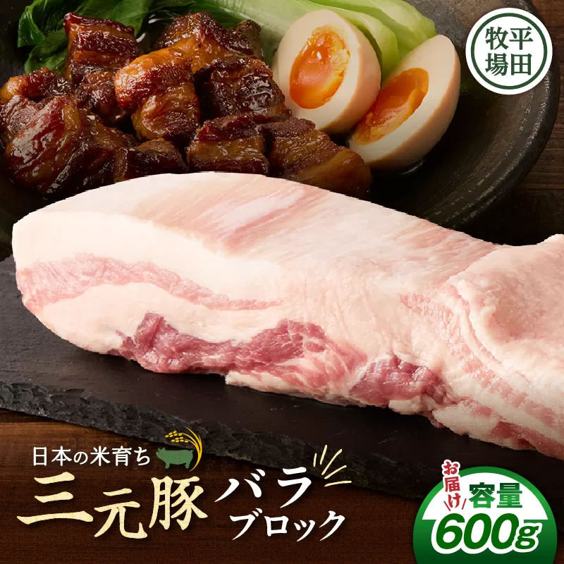 【平田牧場】三元豚バラブロック 600g