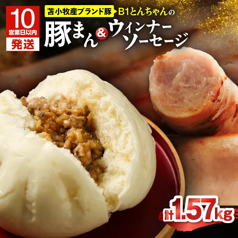 【10営業日以内に発送】B1とんちゃんの豚まん 9個、ウィンナーソーセージ 4袋セット