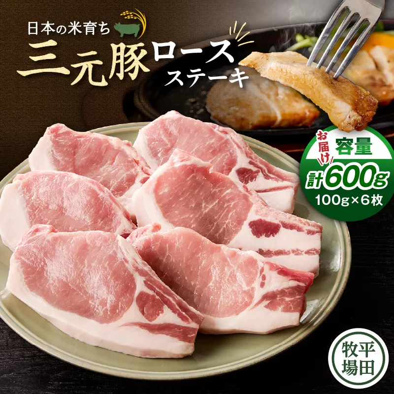 日本の米育ち平田牧場 三元豚ロースステーキ 100g×6（計600g）
