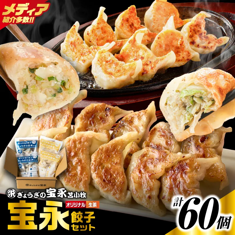 手包み餃子 ぎょうざの宝永 生姜餃子60個セット（宝永餃子15個入×2袋・生姜餃子15個入×2袋）
