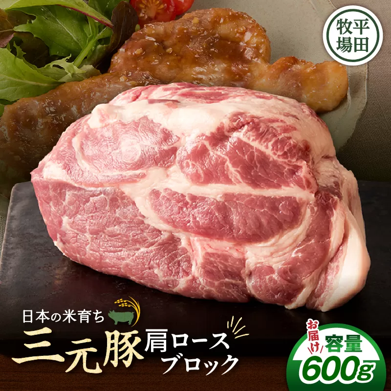 【平田牧場】三元豚肩ロースブロック 600g