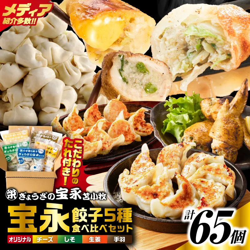 手包み餃子 ぎょうざの宝永 5種食べ比べセット（65個入）