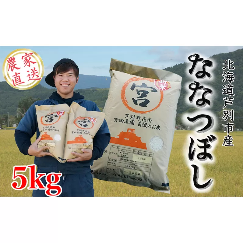 【R5年産】 ななつぼし 5kg   精米 白米 お米 ご飯 米 北海道米 北海道 芦別市 宮田農園