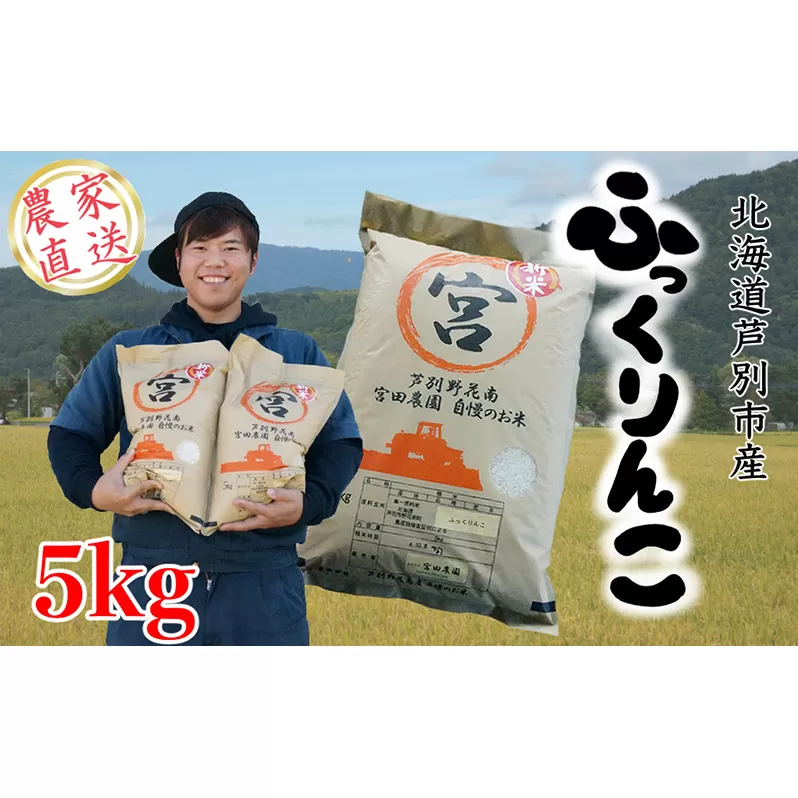 【R5年産】 ふっくりんこ 5kg   精米 白米 お米 ご飯 米 北海道米 北海道 芦別市 宮田農園