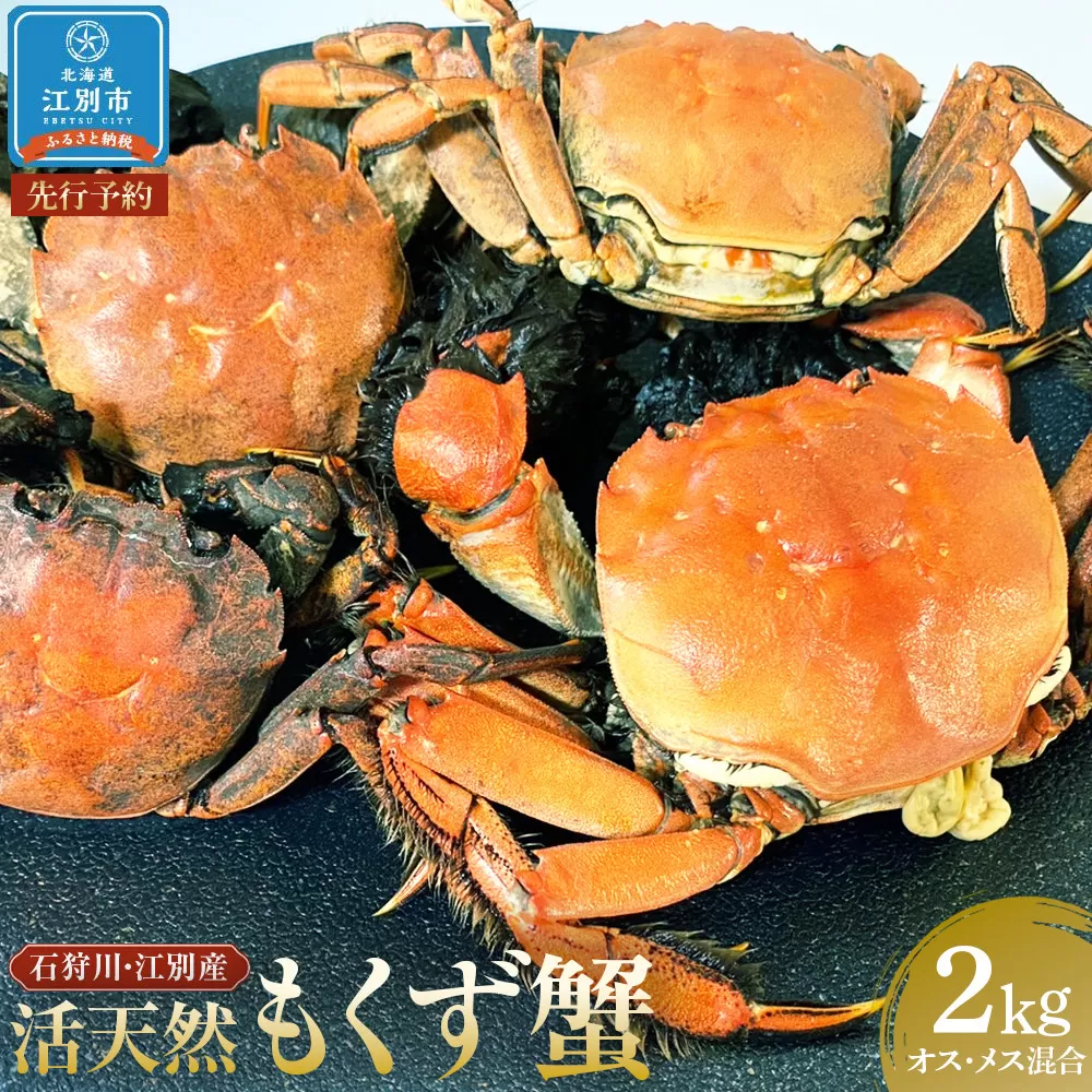 【先行予約】石狩川・江別産　活天然もくず蟹　オス、メス混合2kg