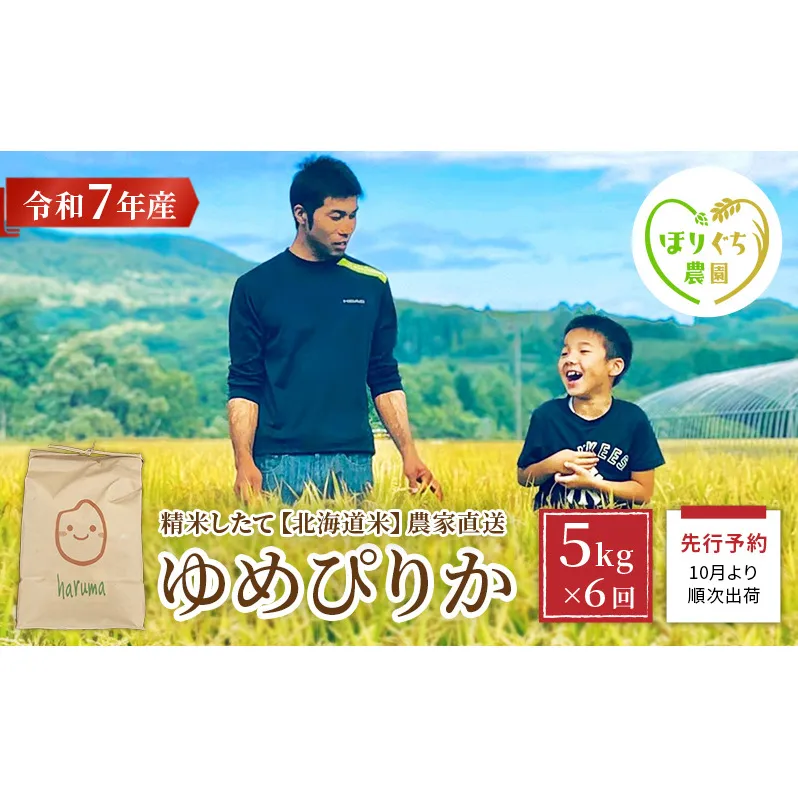 【6ヶ月定期便】北海道赤平産ゆめぴりか5kg 令和7年産 先行予約 先行受付 精米したて直送 米 白米 精米 定期便 北海道 赤平市