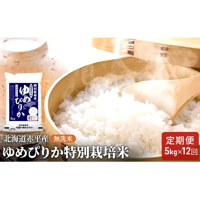 無洗米 北海道赤平産 ゆめぴりか 5kg 特別栽培米 【12回お届け】 米 北海道 定期便 ふるさと納税 お米 